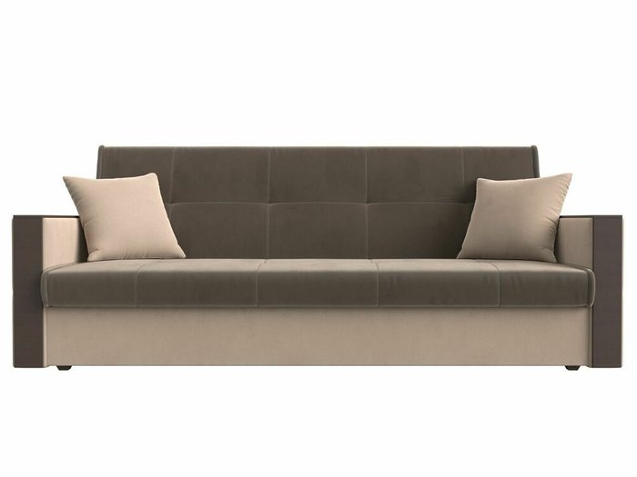 Прямой диван-кровать Валенсия коричнево-бежевого цвета - купить Прямые диваны по цене 28999.0