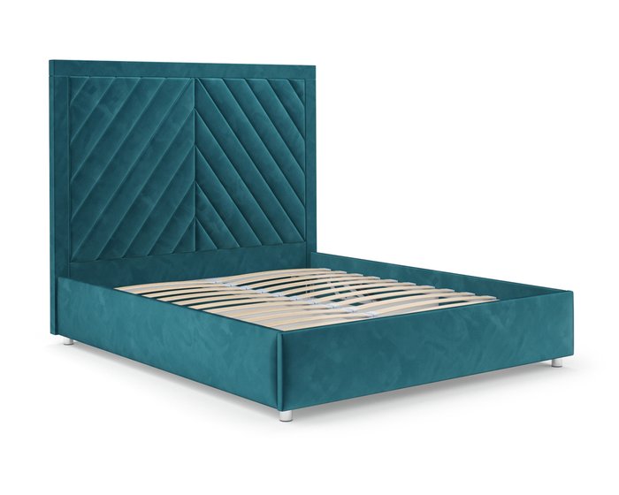 Кровать Мишель 140х190 сине-зелного цвета с подъемным механизмом (вельвет)  - лучшие Кровати для спальни в INMYROOM