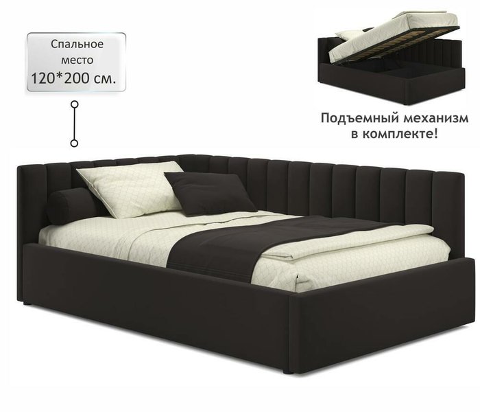 Кровать Milena 120х200 темно-коричневого цвета с подъемным механизмом - купить Кровати для спальни по цене 22900.0