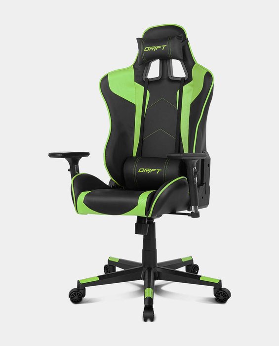 Игровое кресло Drift черного цвета с зелеными вставками
