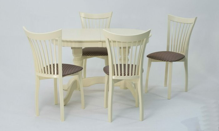 Обеденная группа Бизе 120 со стульями бежево-коричневого цвета - купить Обеденные группы по цене 64780.0