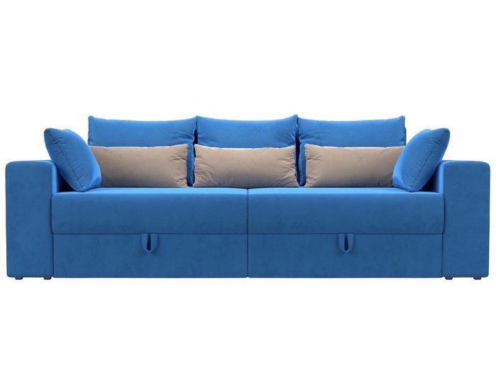 Прямой диван-кровать Мэдисон бежево-голубого цвета - купить Прямые диваны по цене 39990.0