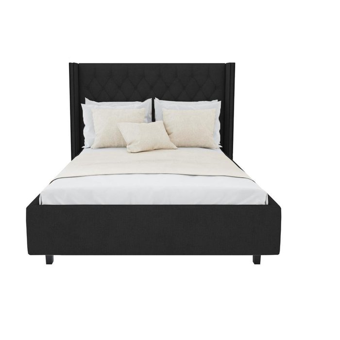 Кровать с декоративными гвоздиками Wing Лен 180x200 - лучшие Кровати для спальни в INMYROOM