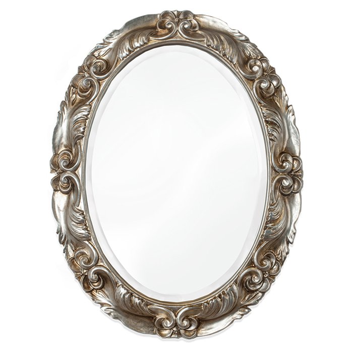 Настенное зеркало в раме серебряного цвета