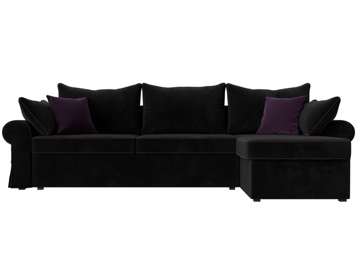 Угловой диван-кровать Элис черного цвета с фиолетовой окантовкой правый угол - купить Угловые диваны по цене 67999.0