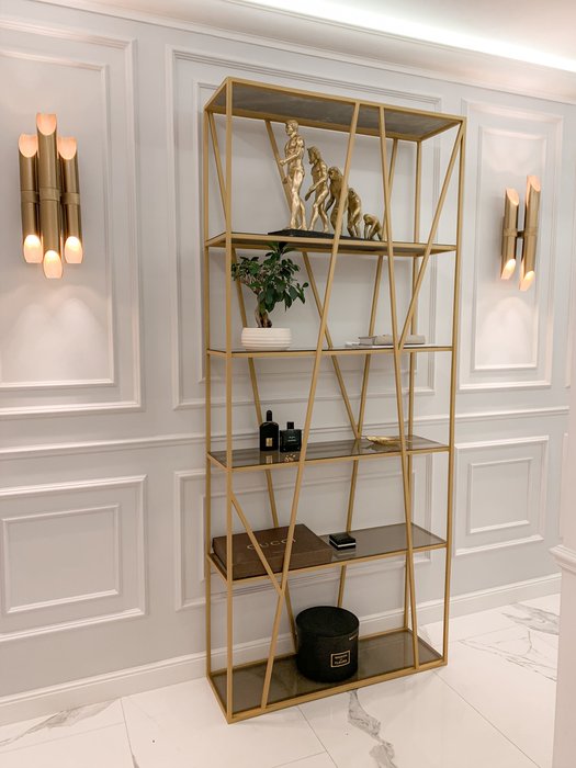 Стеллаж "Olivia" бронзовый с прозрачным стеклом (2200х1100х300) - купить Стеллажи по цене 48450 Стеллаж "Olivia" бронзовый с прозрачным стеклом (2200х1100х300) - купить Стеллажи по цене 48450