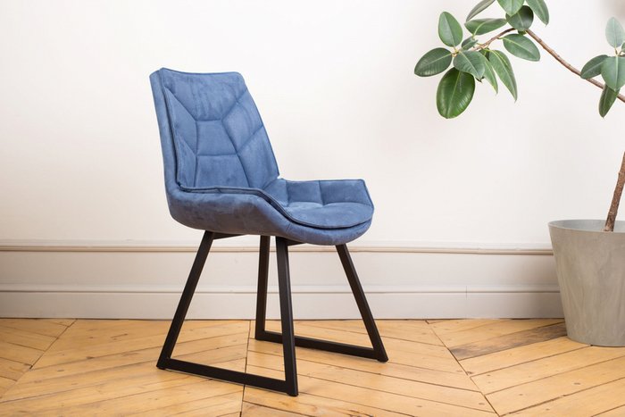 Стул Draco синего цвета с черными ножками - купить Обеденные стулья по цене 8990.0