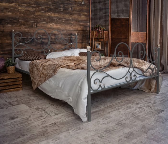 Кованая кровать Верона 160х200 серого цвета - лучшие Кровати для спальни в INMYROOM