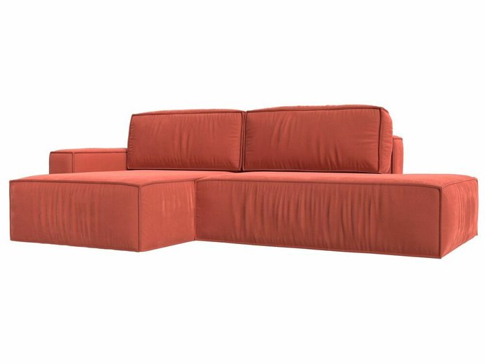 Угловой диван-кровать Прага модерн кораллового цвета левый угол