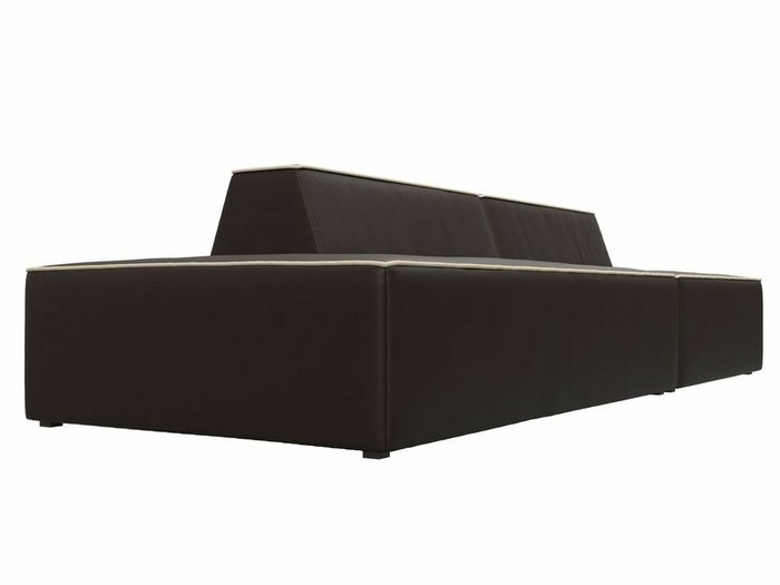 Прямой модульный диван Монс Модерн коричневого цвета с бежевым кантом (экокожа) левый - лучшие Прямые диваны в INMYROOM