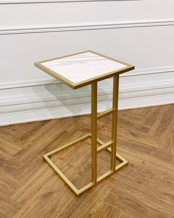 Приставной столик Прима со столешницей светлого мрамора  - купить Кофейные столики по цене 33390.0