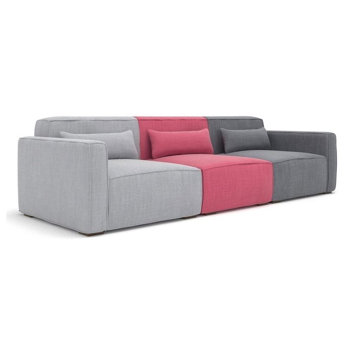 Трехместный диван Cubus MIX серо-розового цвета
