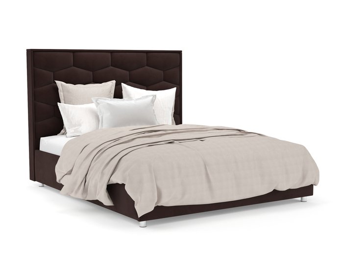 Кровать Рица 160х190 темно-коричневого цвета с подъемным механизмом (велюр)