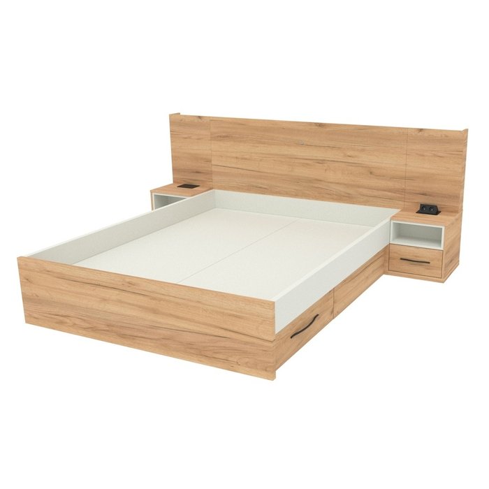 Кровать Уют 140х200 цвета Дуб Крафт Золотой без подъемного механизма с подсветкой Кровать Уют 140х200 цвета Дуб Крафт Золотой без подъемного механизма с подсветкой