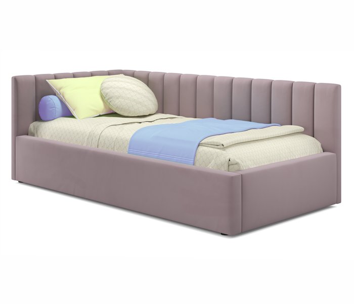 Кровать с подъемным механизмом и матрасом Milena 90х200 лилового цвета