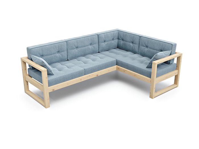 Угловой диван Астер с обивкой из голубой рогожки - лучшие Угловые диваны в INMYROOM