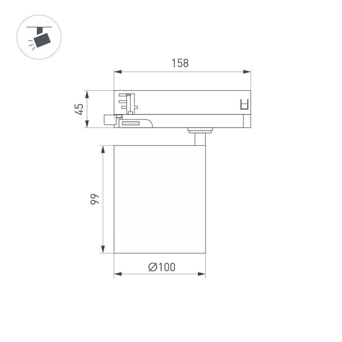 Трековый трехфазный светильник Arlight LGD-DYKE-4TR-R100-36W Day4000 (WH, 50 deg, 230V) 052291 - купить Трековые светильники по цене 6663.0
