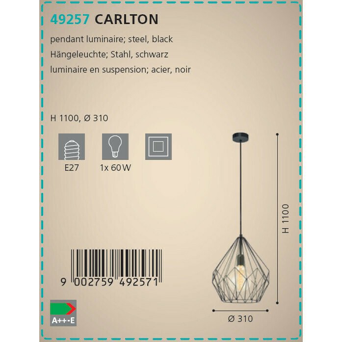 Подвесной светильник Carlton черного цвета - лучшие Подвесные светильники в INMYROOM