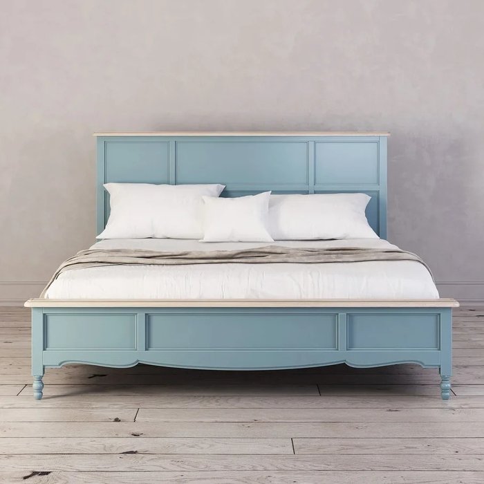 Кровать двуспальная Leblanc голубого цвета 180х200 - купить Кровати для спальни по цене 160820.0