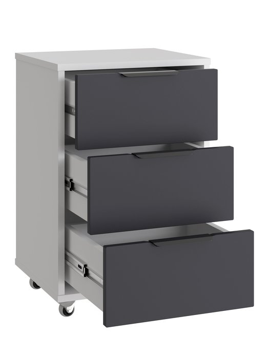 Тумба мобильная К-54 белый структурный/графит - купить Офисные тумбочки по цене 8820