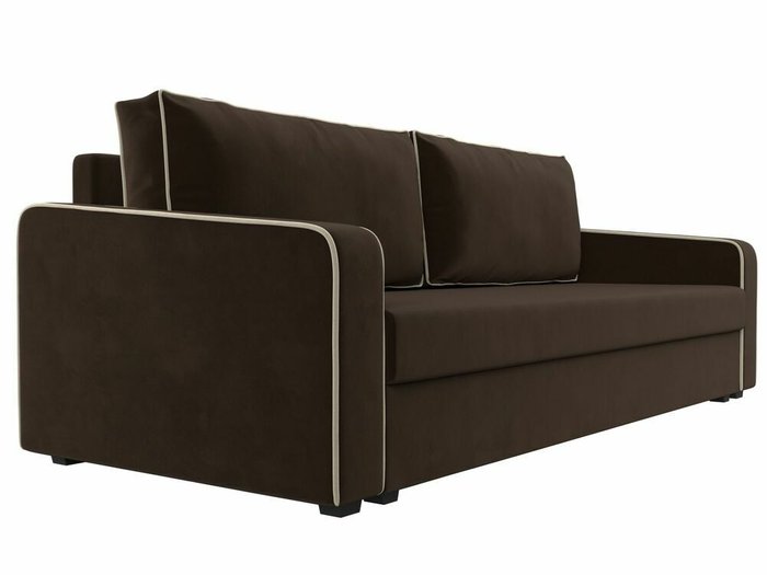 Диван-кровать Лига 009 темно-коричневого цвета с бежевым кантом - лучшие Прямые диваны в INMYROOM