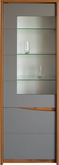 Шкаф-витрина Монако серо-коричневого цвета - купить Шкафы витринные по цене 21600.0