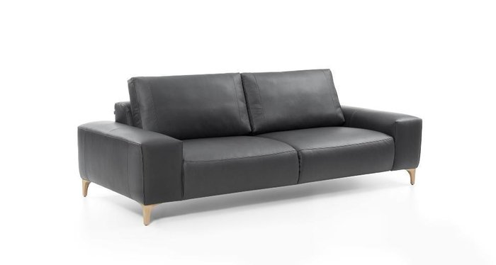 Прямой кожаный диван Romano черного цвета
