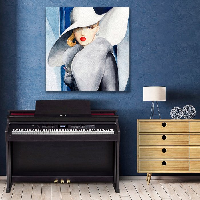 Картина на холсте Девушка в белой шляпе 60х60 см - купить Картины по цене 5990.0