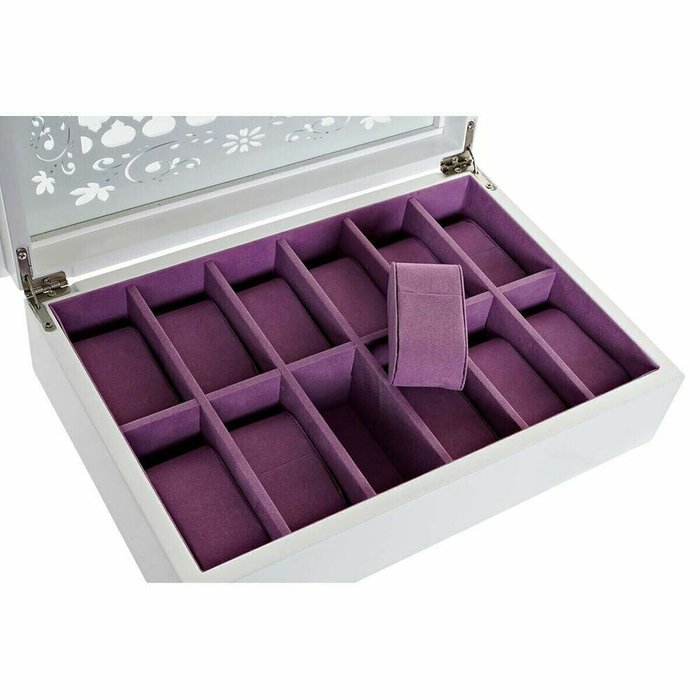 Шкатулка Часы 29 x 20 x 9,5 cm Стеклянный Лиловый Белый Деревянный MDF - лучшие Шкатулки в INMYROOM