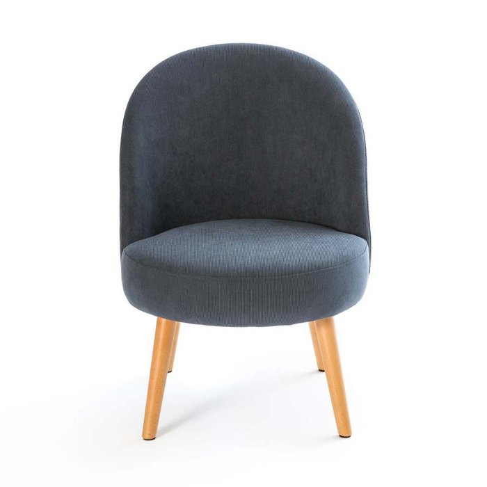 Кресло велюровое в рубчик Lenou синего цвета - купить Интерьерные кресла по цене 16602.0