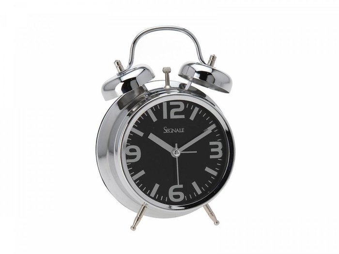 Часы-будильник Chrome черно-серебряного цвета