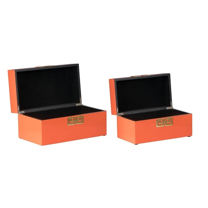 Набор из двух декоративных шкатулок оранжевого цвета - купить Шкатулки по цене 12730.0