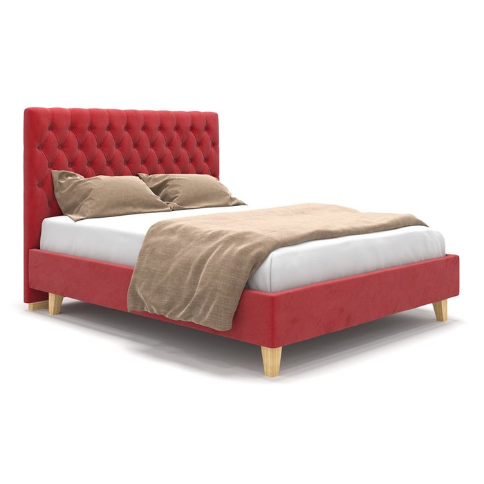 Кровать Emily красного цвета на ножках 140х200