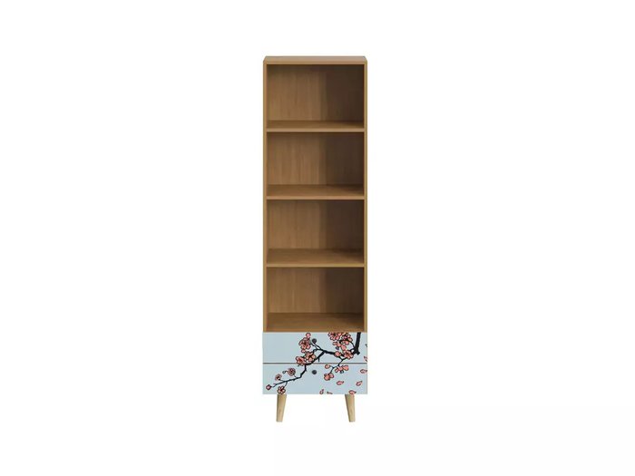 Книжный шкаф Frida с принтом Onna и деревянными ножками - купить Книжные шкафы по цене 27900.0