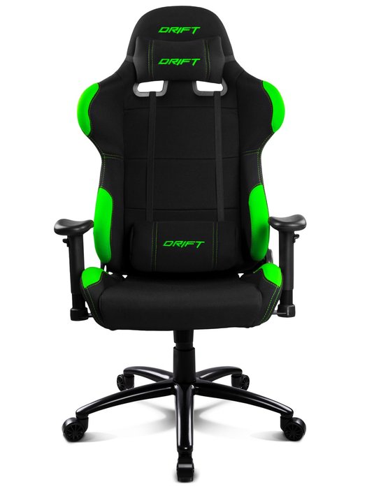 Игровое кресло Drift черного цвета с зелеными вставками - купить Офисные кресла по цене 24990.0