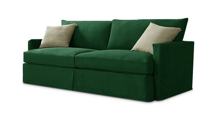 Прямой диван-кровать Марсия ЭКО изумрудного цвета