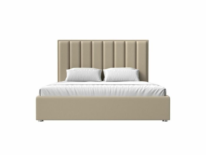 Кровать Афродита 180х200 бежевого цвета с подъемным механизмом (экокожа) - купить Кровати для спальни по цене 87999.0