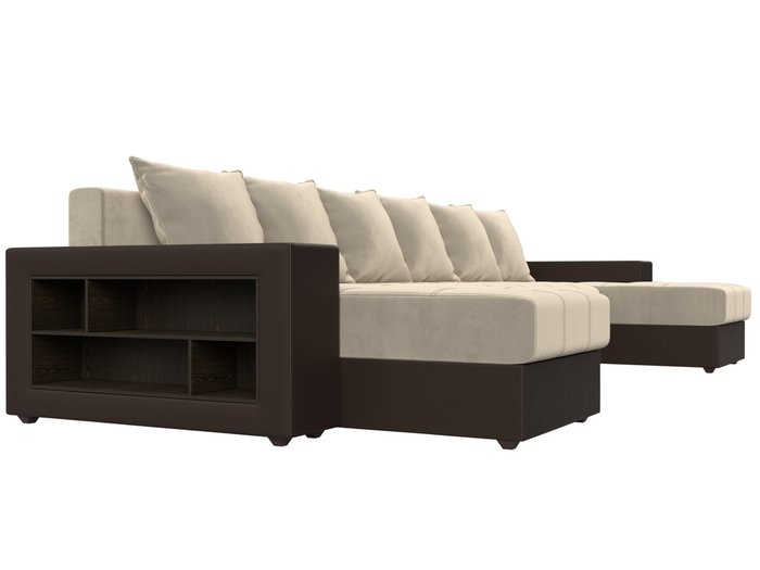 Уловой диван-кровать Дубай бежевого цвета (ткань\экокожа) - лучшие Угловые диваны в INMYROOM