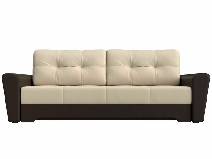 Диван-кровать Амстердам коричнево-бежевого цвета (экокожа) - купить Прямые диваны по цене 37999.0