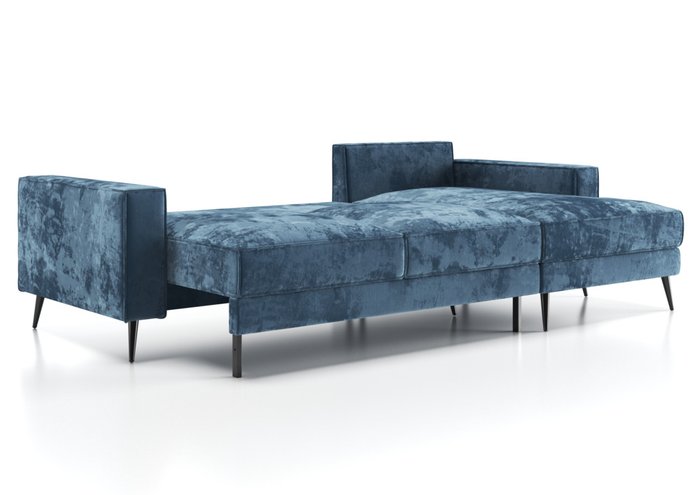 Угловой диван-кровать Мэдисон с оттоманкой синего цвета - лучшие Угловые диваны в INMYROOM