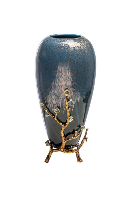 Керамическая ваза синего цвета 