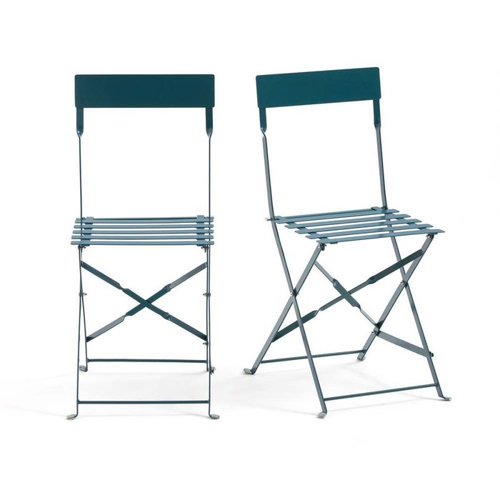 Комплект из двух складных стульев из металла Ozevan синего цвета