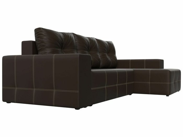 Угловой диван-кровать Перри коричневого цвета (экокожа) правый угол - лучшие Угловые диваны в INMYROOM