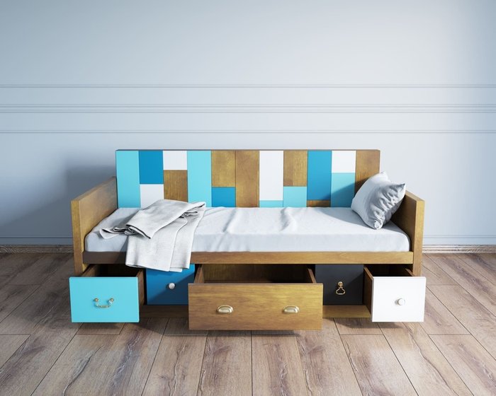 Кровать-кушетка Aquarelle в стиле Поп-Арт 90х190 - лучшие Одноярусные кроватки в INMYROOM