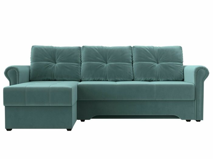 Угловой диван-кровать Леон бирюзового цвета левый угол - купить Угловые диваны по цене 42999.0