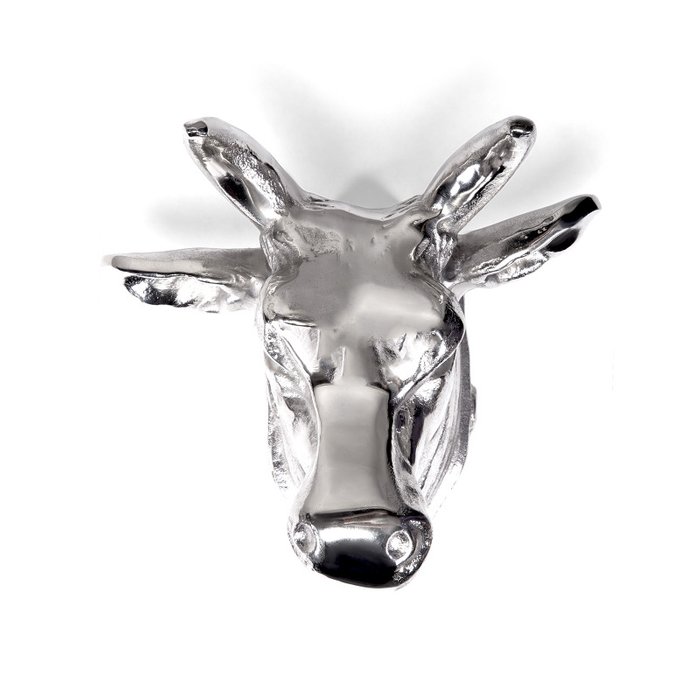 Декор настенный Голова быка серебряного цвета