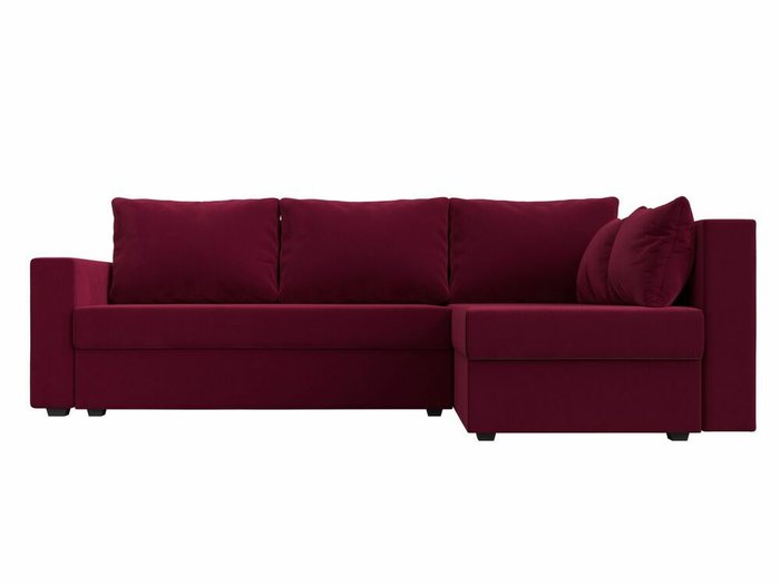 Угловой диван-кровать Мансберг бордового цвета правый угол - купить Угловые диваны по цене 39999.0