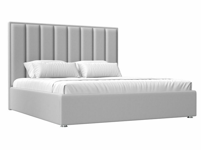 Кровать Афродита 200х200 белого цвета с подъемным механизмом (экокожа)