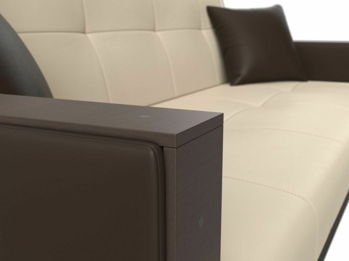 Прямой диван-кровать Валенсия коричнево-бежевого цвета (экокожа) - лучшие Прямые диваны в INMYROOM