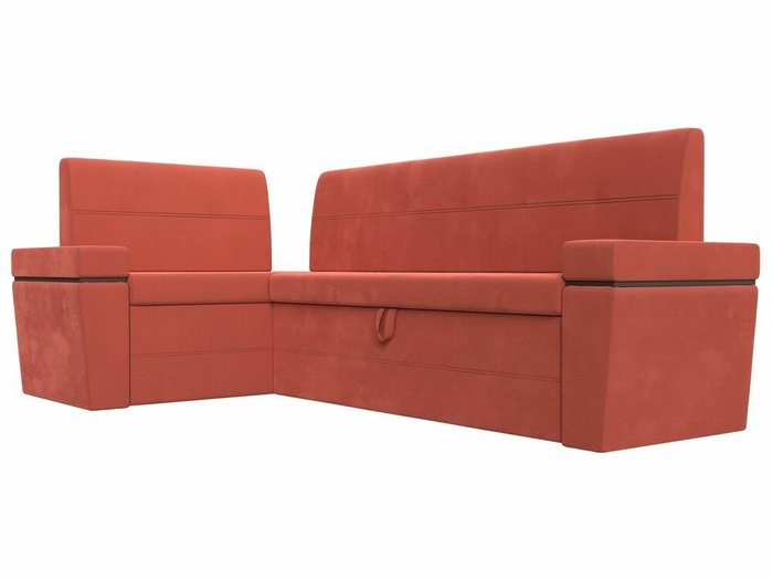 Угловой диван-кровать Деметра кораллового цвета левый угол - лучшие Угловые диваны в INMYROOM